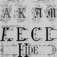 Gravure représentant différentes sources typographiques.