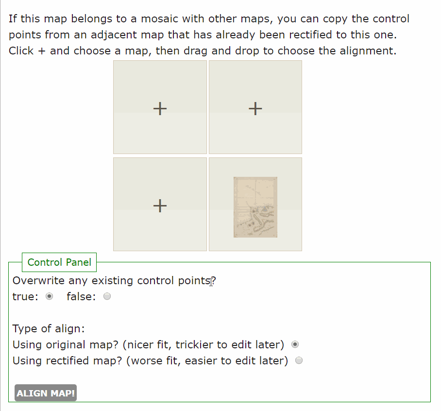 Gif demonstrando como alinhar mapas em mosaicos.