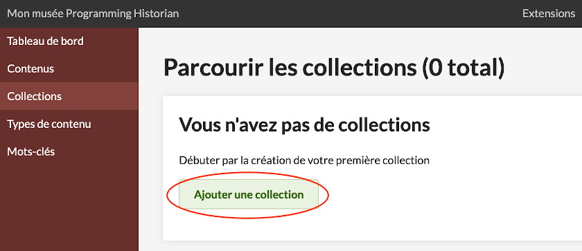 Création d’une collection